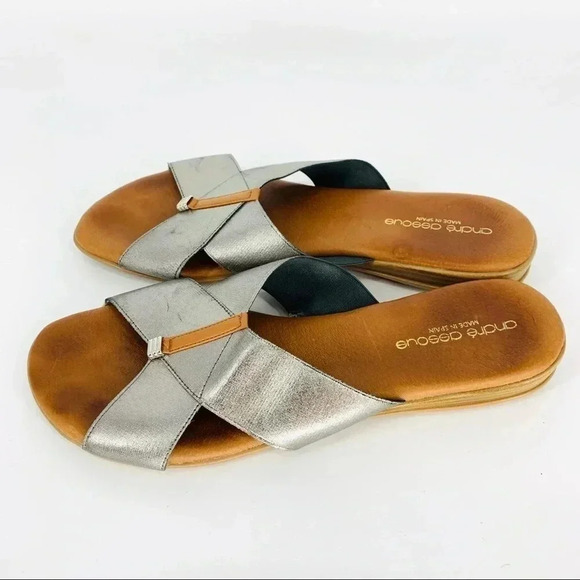 Andre Assous Elastic silver slide sandals - Picture 4 of 5